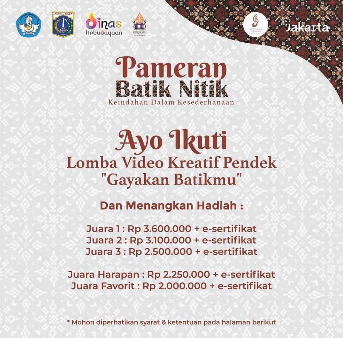 Lomba Video Kreatif Pendek &quot;Gayakan Batikmu&quot;