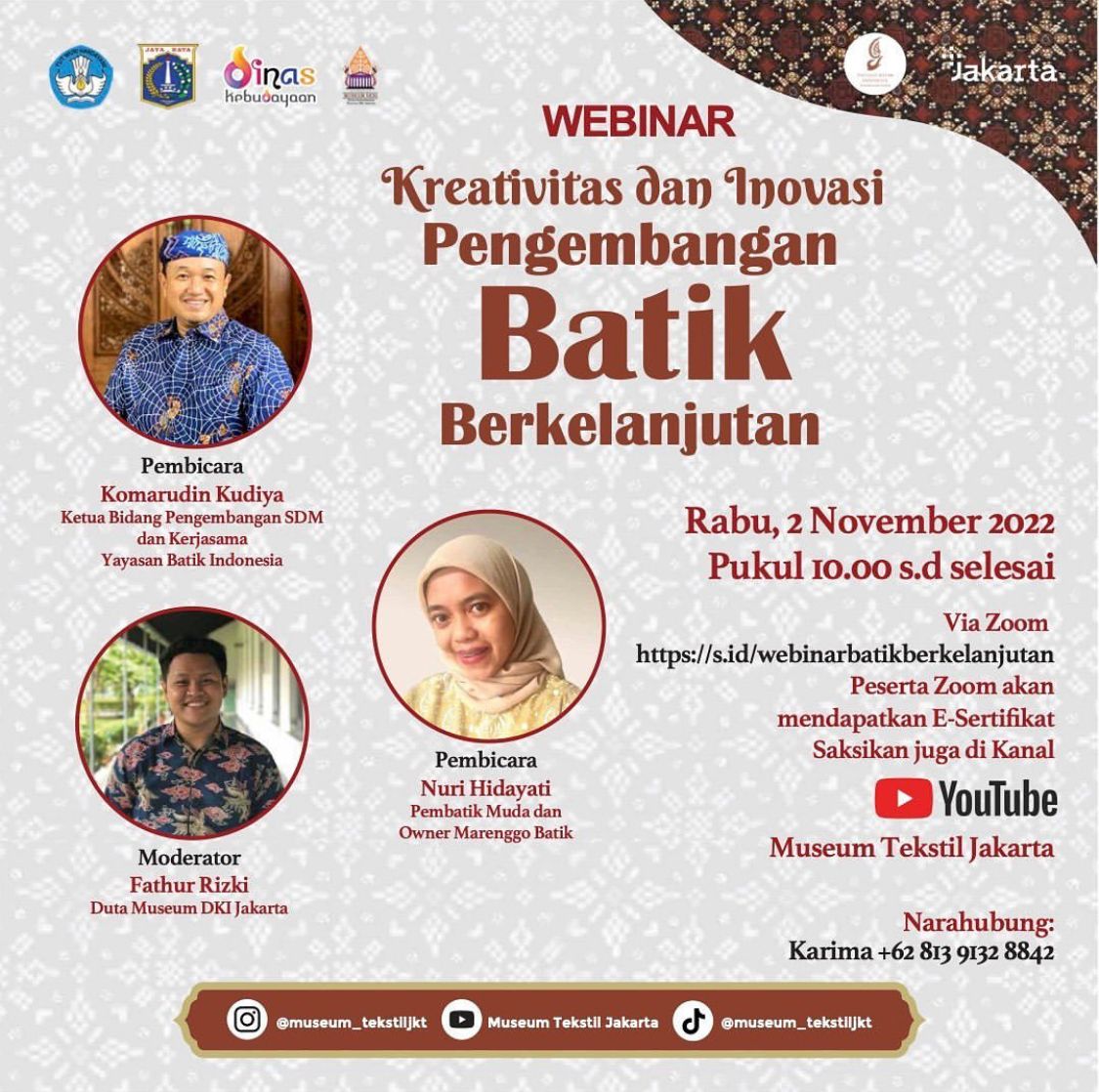 Webinar Kreativitas dan Inovasi Pengembangan Batik Berkelanjutan