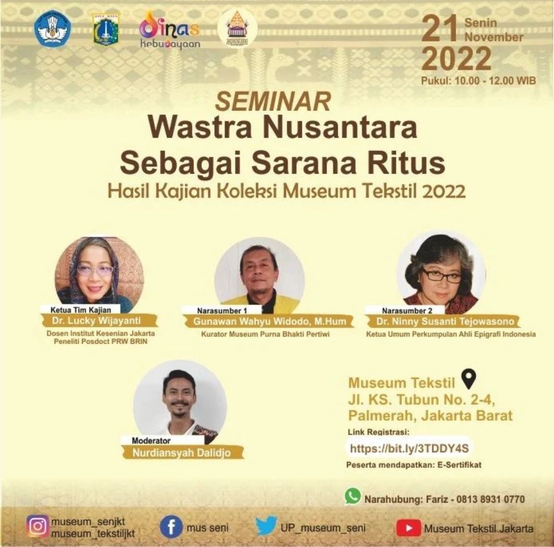 Seminar Hasil Kajian Koleksi Museum Tekstil: Wastra Nusantara Sebagai Sarana Ritus