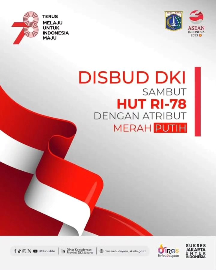 Disbud DKI Sambut HUT RI-78 Dengan Atribut Merah Putih